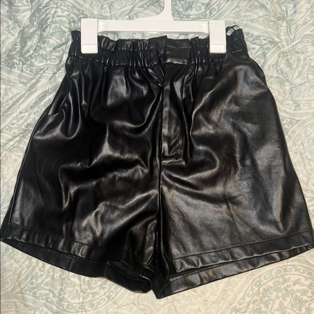 Black Faux Leather Shorts